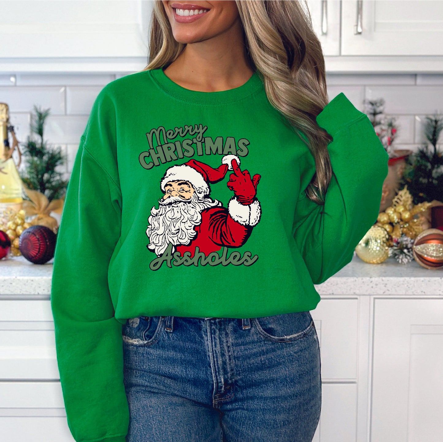 Merry Christmas Assholes Crewneck/Hoodie/Long Sleeve Christmas Stoopid Original