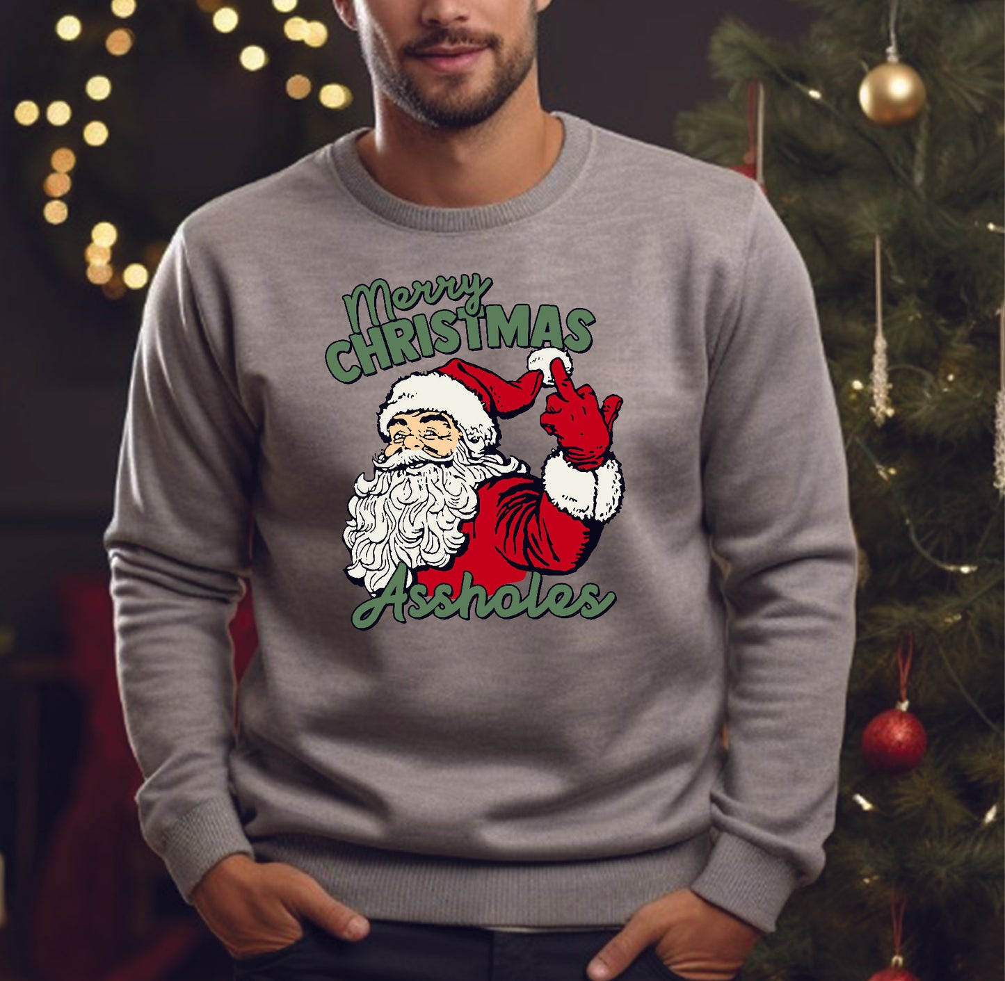 Merry Christmas Assholes Crewneck/Hoodie/Long Sleeve Christmas Stoopid Original