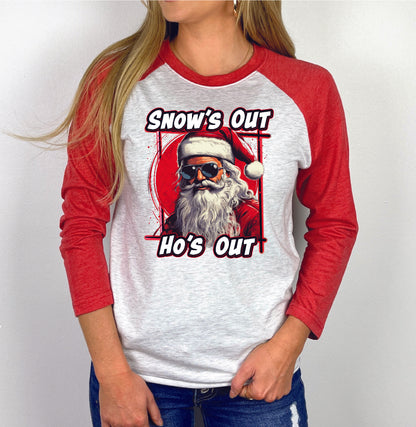 3/4 Sleeve Raglan Christmas Shirt, Multiple Designs