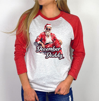 3/4 Sleeve Raglan Christmas Shirt, Multiple Designs